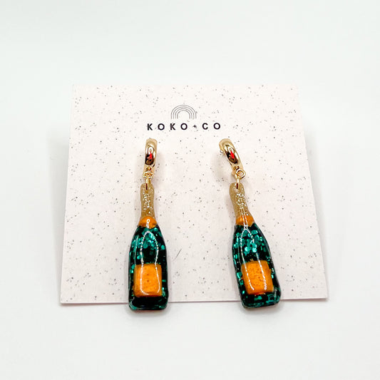 Wine a Little Champagne Huggie Dangle Earrings