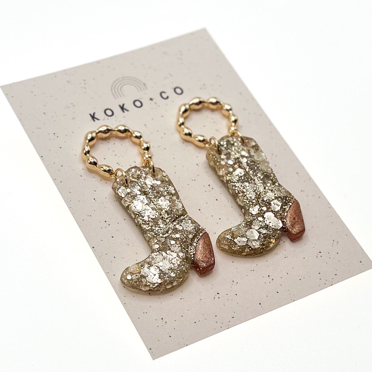 Cowgirl Boot Earrings in Luxury Gold